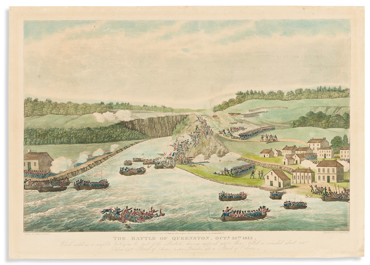 (WAR OF 1812.) Thomas Sutherland, engraver; after Major Dennis. The Battle of Queenston.